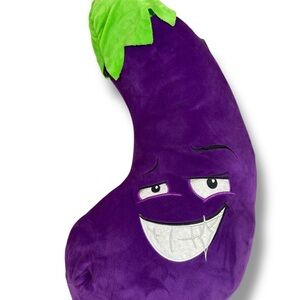 LARGE Fiesta Smiling Eggplant Plush Stuffed Purple Vegetable